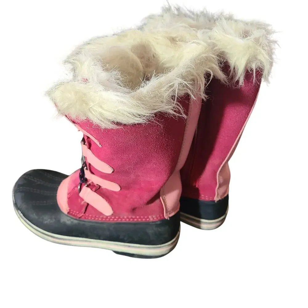 Ozark Trail‎ Hot Pink Suede Faux Fur Winter Snow Boots Girls 3 Pink